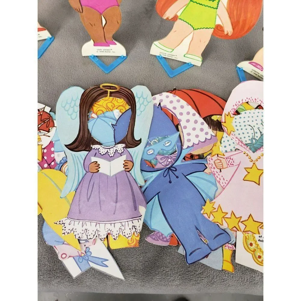 Vintage 60s Lucky Locket Kiddles Magic Paper Dolls Set Of‎ 4